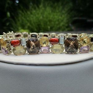Multi Stone Sterling Silver Bracelet